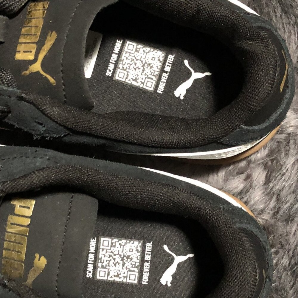 PUMA Kids Suede Leather Black and White Gum Sneakers Size 4.5 NWOT No Box - Picture 3 of 6